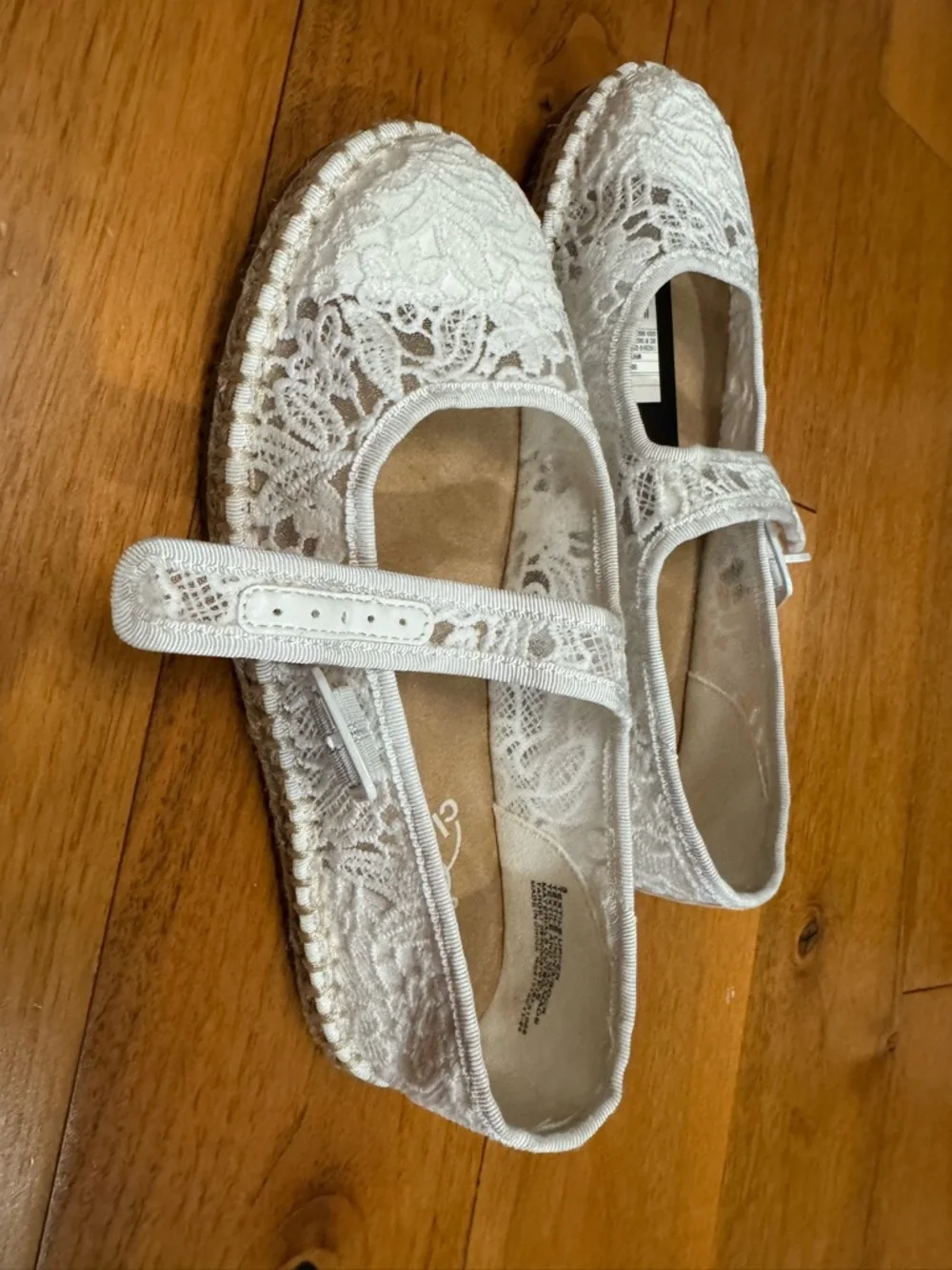 art class White Lace Mary Jane Flats with Buckle Strap